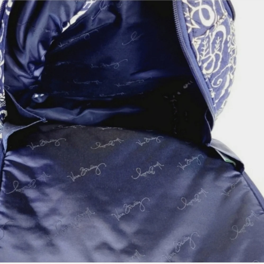 VERA BRADLEY Twirly Birds Navy Blue Laptop Backpack - Picture 11 of 12